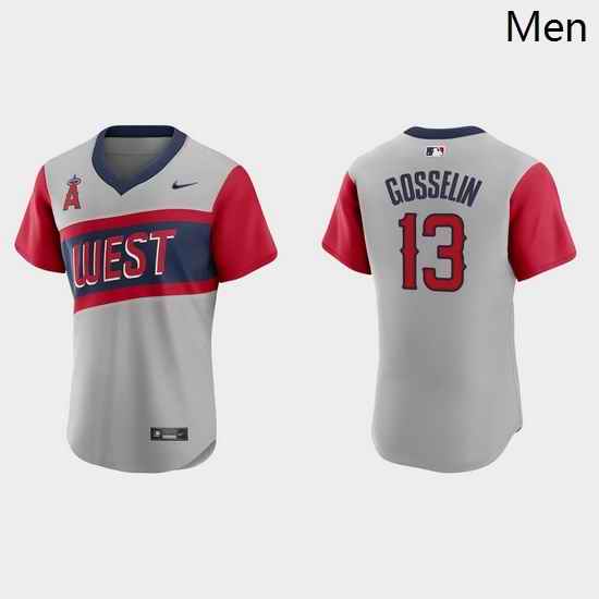 Men Los Angeles Angels 13 Phil Gosselin Men Nike Gray 2021 Little League Classic Authentic MLB Jersey